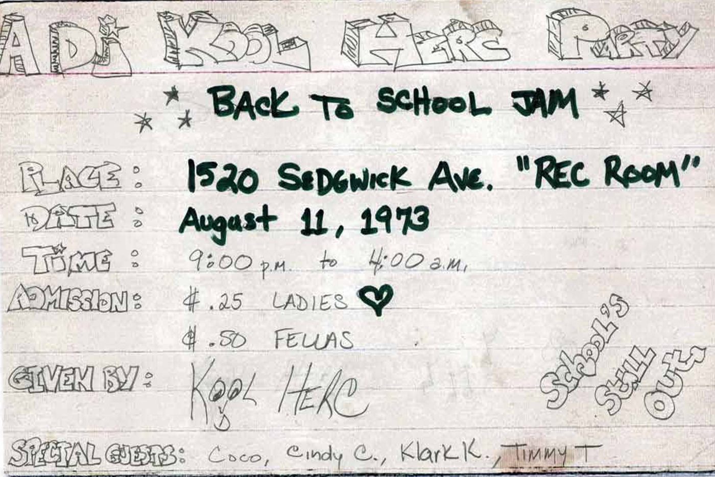 Hip Hop History - Kool Herc Flyer