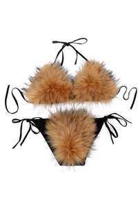 Womens Furry Faux Fur Bikini